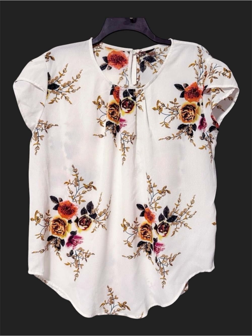 SHEIN Curve White Blouse with Floral Design
